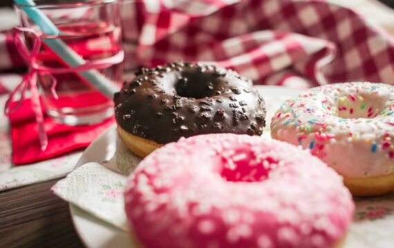 Three Yummy Sweet Colorful Donuts